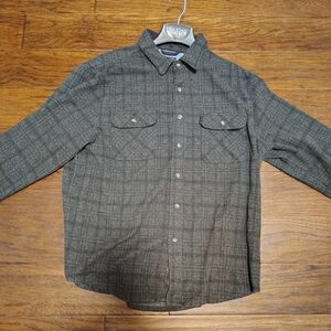 Chaps Men's Charcoal Button-Up Fleece Flannel Shirt XL